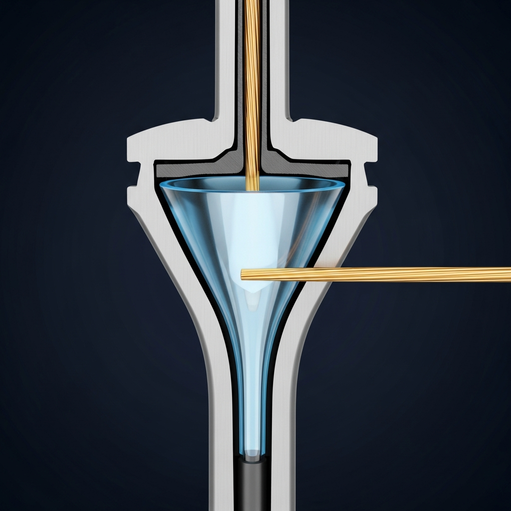 Cross-section of a diamond wire drawing die